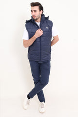Zircon Premium Padded Puffer Sleeveless Jacket Navy Blue