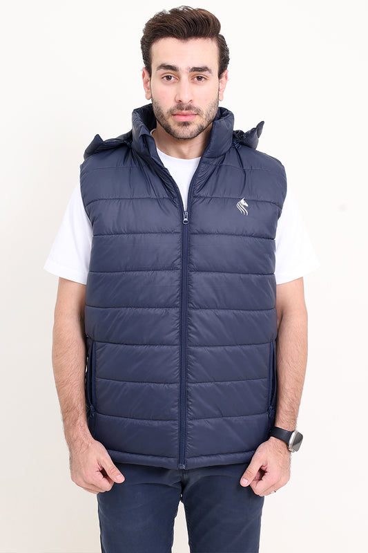 Zircon Premium Padded Puffer Sleeveless Jacket Navy Blue