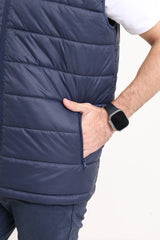 Zircon Premium Padded Puffer Sleeveless Jacket Navy Blue