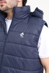 Zircon Premium Padded Puffer Sleeveless Jacket Navy Blue