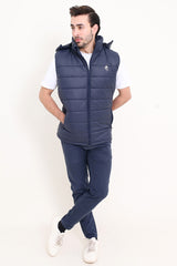 Zircon Premium Padded Puffer Sleeveless Jacket Navy Blue